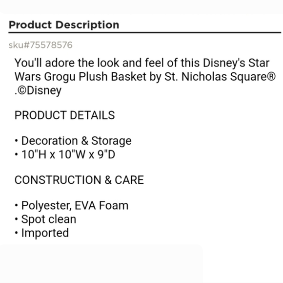 ๐50% OFF - NWTโผ๏ธDisney Star Wars Grogu Plush Basket by St Nicholas Square - Picture 4 of 8
